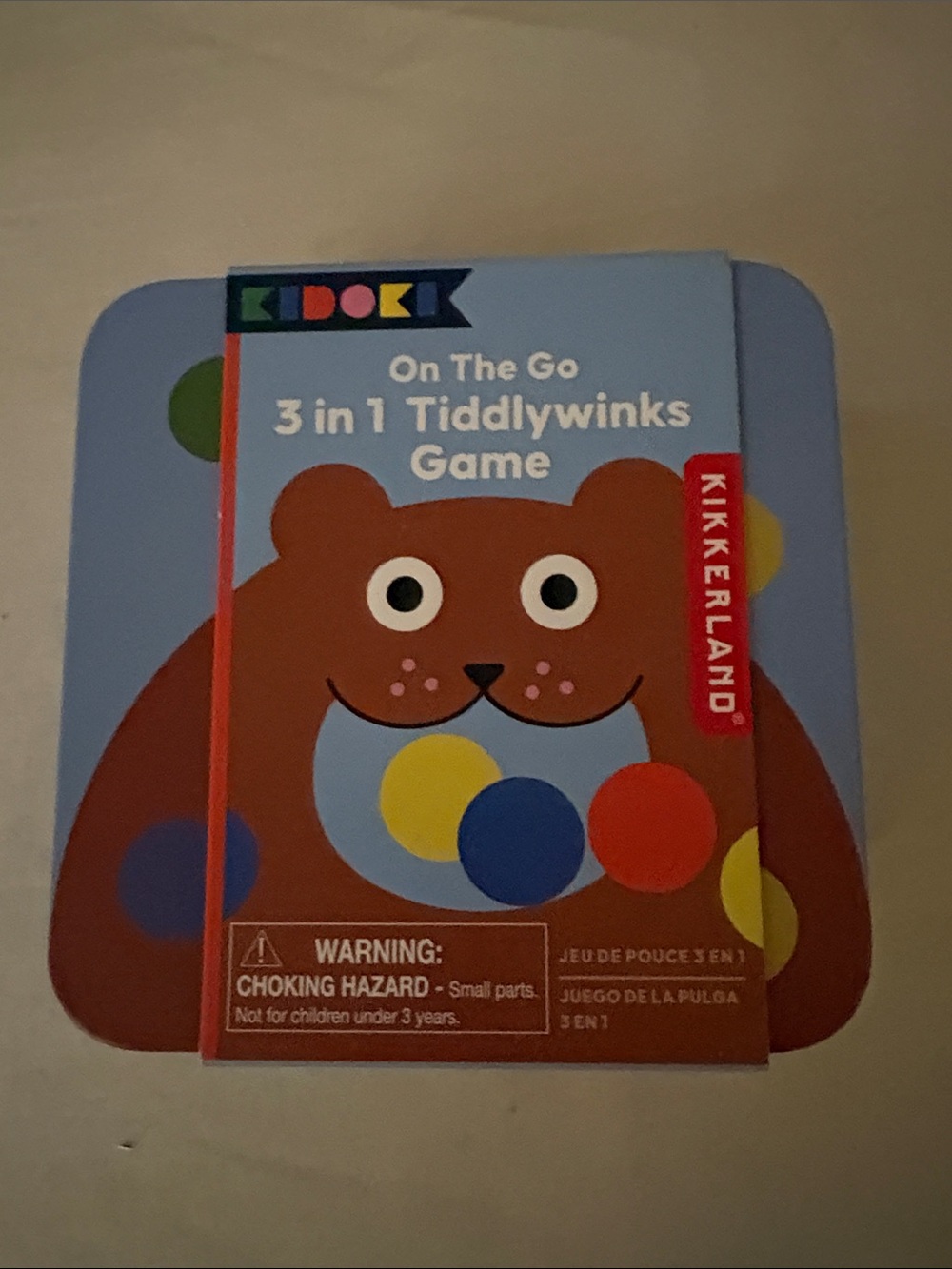 Kikkerland On The Go 3-in-1 Tiddlywinks Game - Blue Bear Design